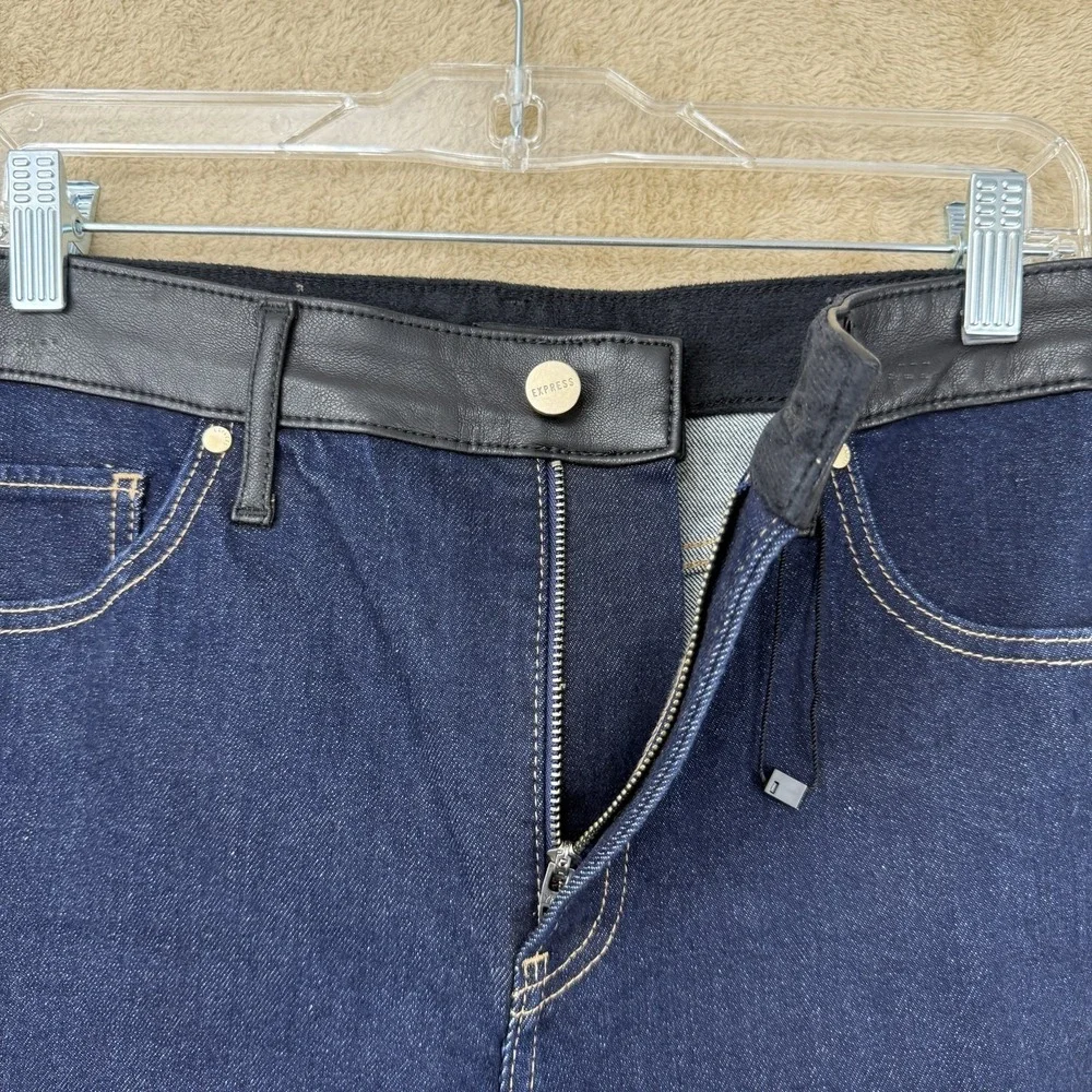Express Womens‎ Straight Ankle High Rise Jeans Size 8 Regular Dark Wash Denim